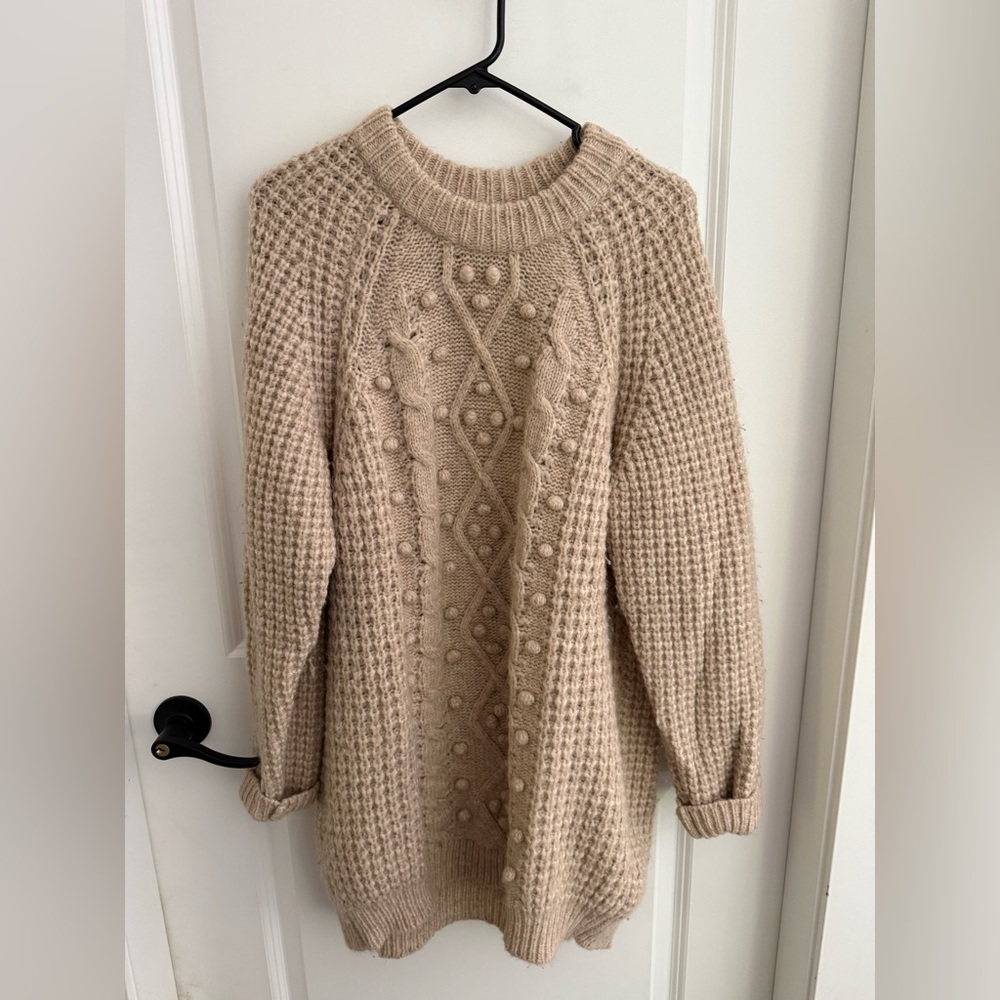 Aritzia Le Fou Cream Knit Sweater Dress